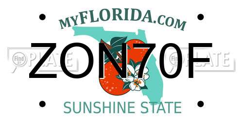 ZON70F Florida License Plate