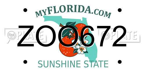 ZOO672 Florida License Plate