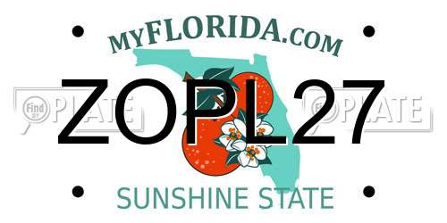 ZOPL27 Florida License Plate