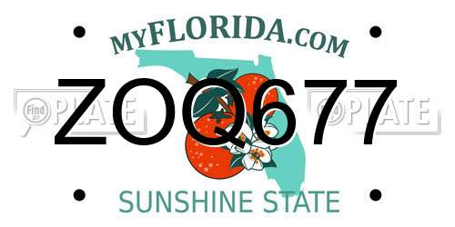 ZOQ677 Florida License Plate