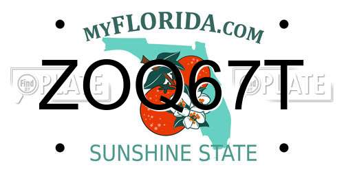 ZOQ67T Florida License Plate