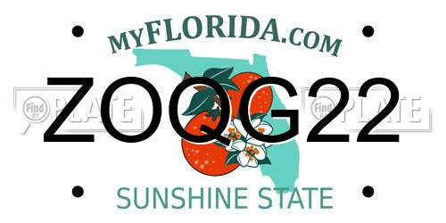 ZOQG22 Florida License Plate