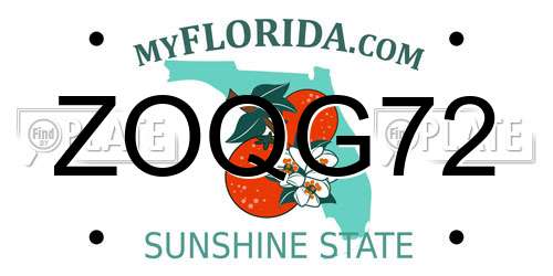 ZOQG72 Florida License Plate