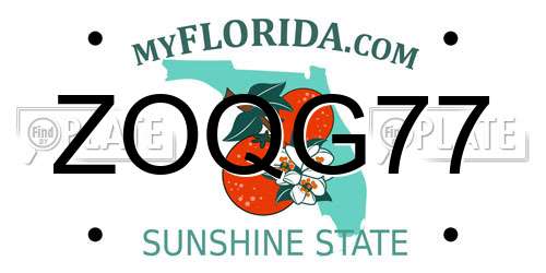 ZOQG77 Florida License Plate