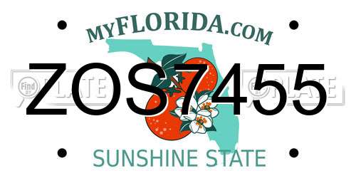 ZOS7455 Florida License Plate