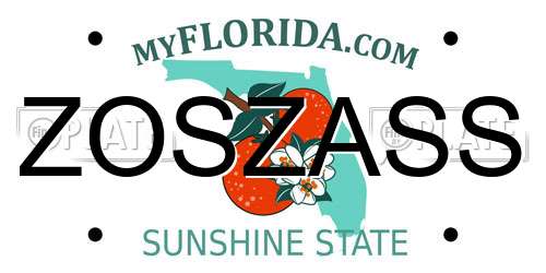 ZOSZASS Florida License Plate