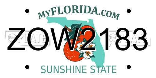 ZOW2183 Florida License Plate