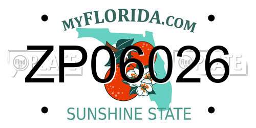 ZP06026 Florida License Plate