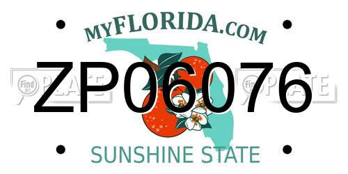 ZP06076 Florida License Plate