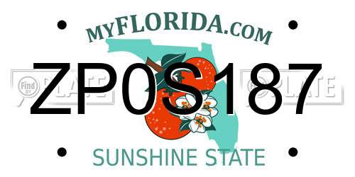 ZP0S187 Florida License Plate