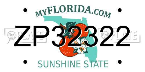ZP32322 Florida License Plate