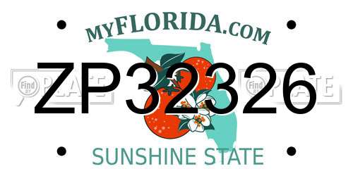 ZP32326 Florida License Plate