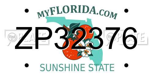 ZP32376 Florida License Plate
