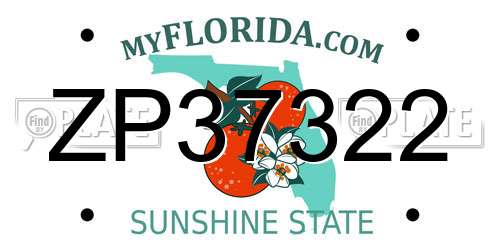 ZP37322 Florida License Plate