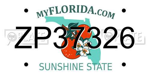 ZP37326 Florida License Plate