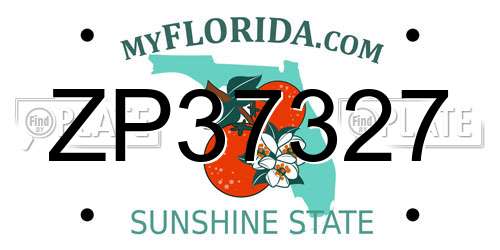ZP37327 Florida License Plate