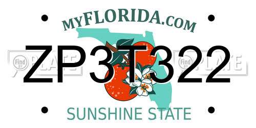 ZP3T322 Florida License Plate