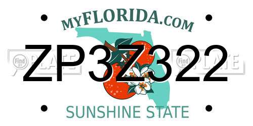 ZP3Z322 Florida License Plate