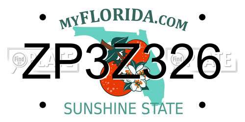 ZP3Z326 Florida License Plate