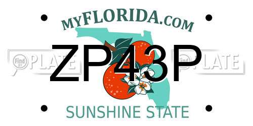 ZP43P Florida License Plate