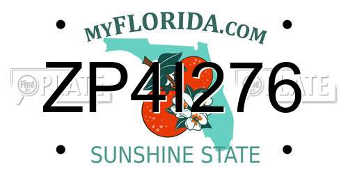 ZP4I276 Florida License Plate
