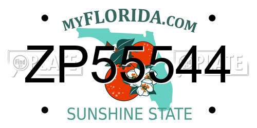 ZP55544 Florida License Plate