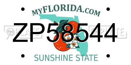 ZP58544 Florida License Plate