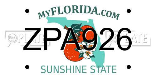 ZPA926 Florida License Plate