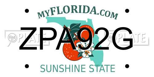 ZPA92G Florida License Plate