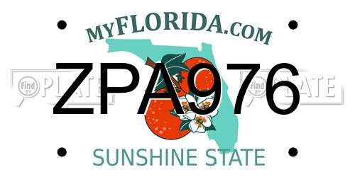 ZPA976 Florida License Plate