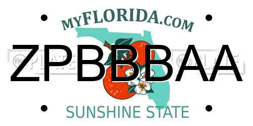 ZPBBBAA Florida License Plate