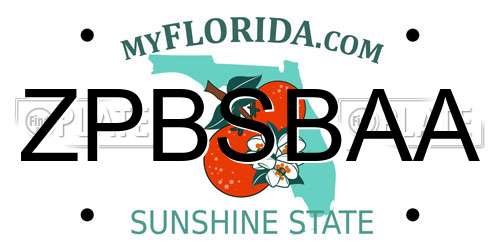 ZPBSBAA Florida License Plate