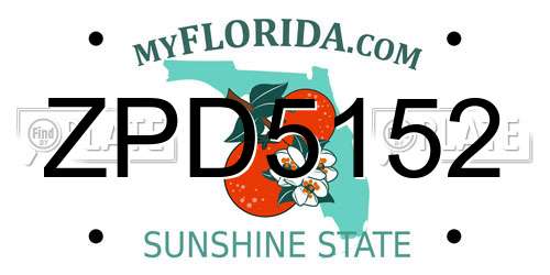 ZPD5152 Florida License Plate