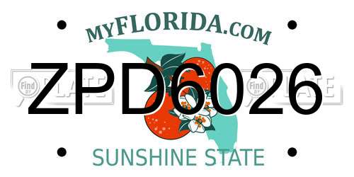 ZPD6026 Florida License Plate
