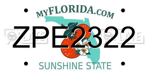 ZPE2322 Florida License Plate