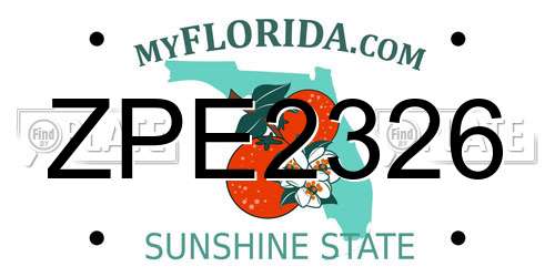 ZPE2326 Florida License Plate