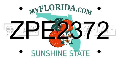 ZPE2372 Florida License Plate