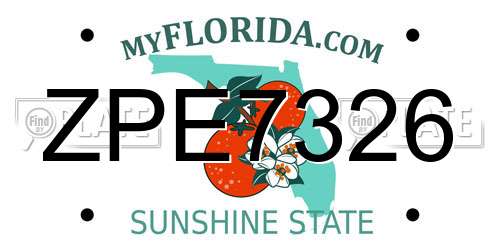 ZPE7326 Florida License Plate