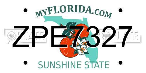 ZPE7327 Florida License Plate