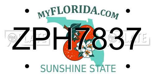 ZPH7837 Florida License Plate