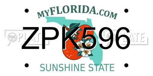 ZPK596 Florida License Plate