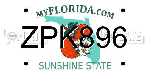 ZPK896 Florida License Plate