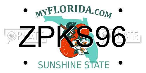 ZPKS96 Florida License Plate