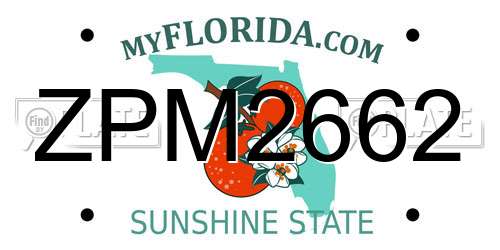 ZPM2662 Florida License Plate