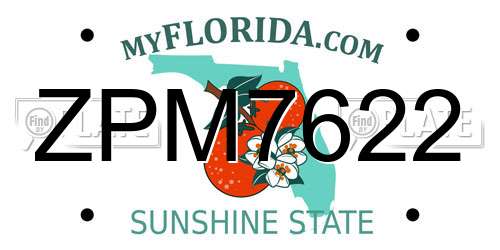 ZPM7622 Florida License Plate