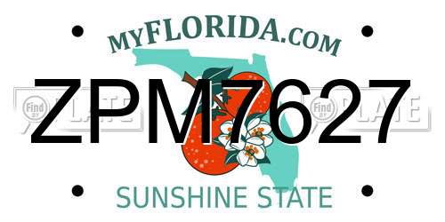 ZPM7627 Florida License Plate