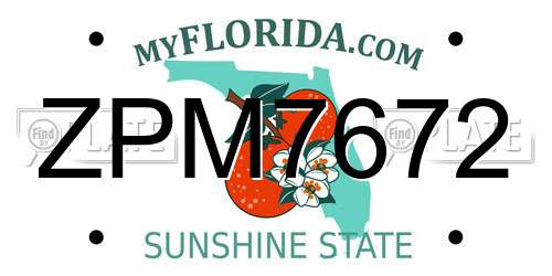 ZPM7672 Florida License Plate