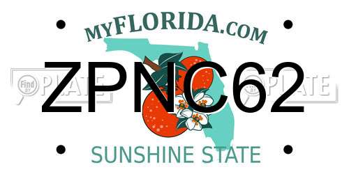 ZPNC62 Florida License Plate
