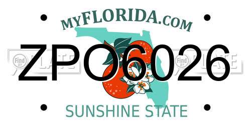 ZPO6026 Florida License Plate