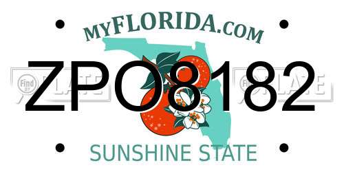 ZPO8182 Florida License Plate